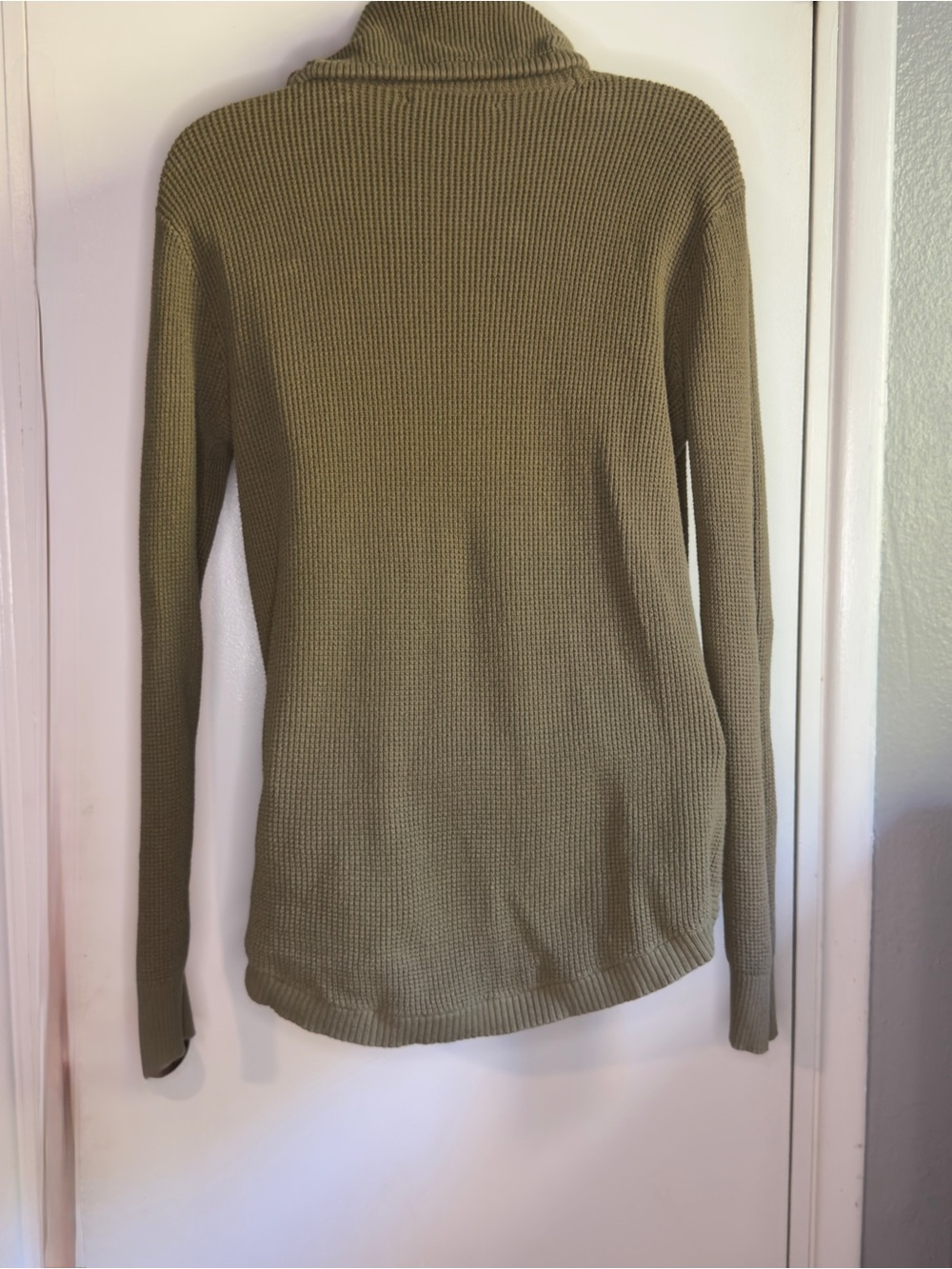 Lauren Ralph Lauren cowl neck sweater forest green waffle knit texture - Picture 10 of 13